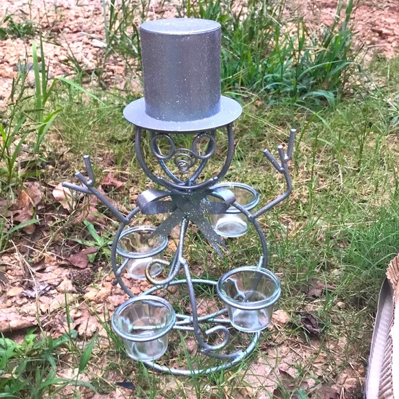 VINTAGE SNOWMAN CANDLE HOLDER - Picture 2 of 13